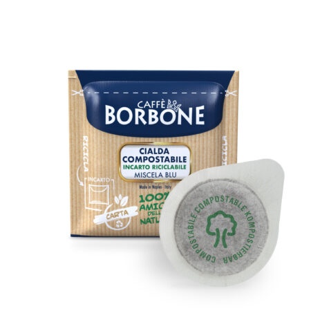 Bustina Cialde Caffè Borbone Miscela Blu ESE 44mm. Confezione compostabile, gusto rotondo e corposo.