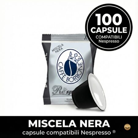 Bustina e capsula compatibile Nespresso Caffè Borbone Miscela Nera con badge 100 pezzi