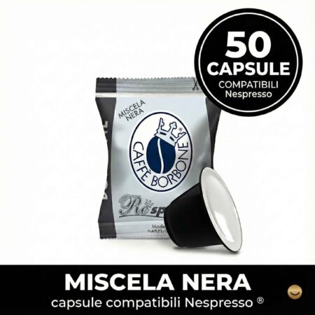 Bustina e capsula compatibile Nespresso Caffè Borbone Miscela Nera con badge 50 pezzi